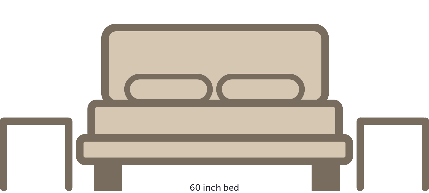 line drawing of a bed and endtables