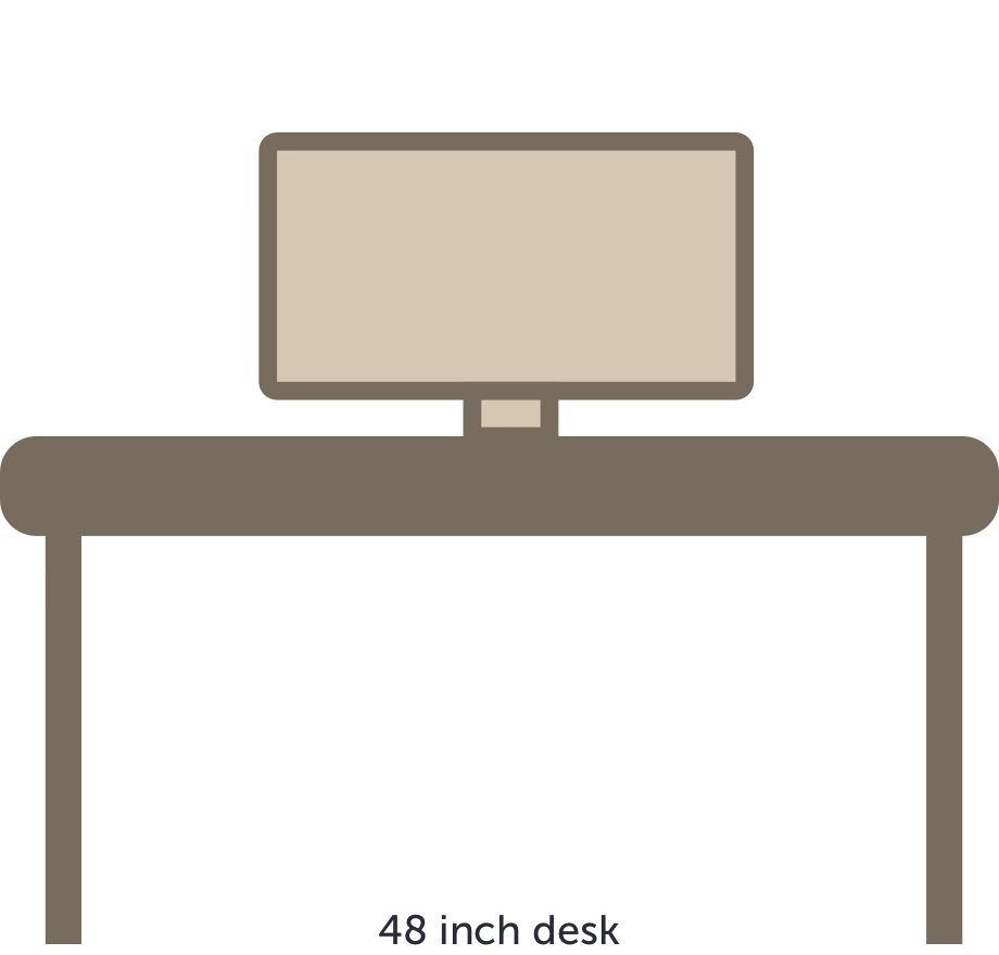 line drawing of a desk and computer