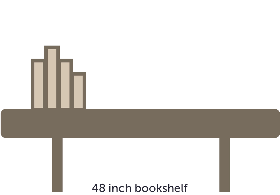 line drawing of a low table with books on it
